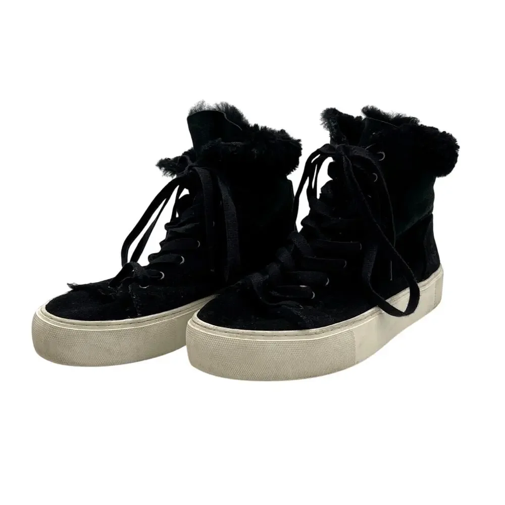 UGG Women's Beven Leather High-Top Lace-Up Sneaker Shoes Black Us Size 8
